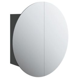 Berkfield Home Bathroom Cabinet with Round Mirror&LED Black 40x40x17.5 cm - thumbnail 2