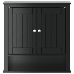 Berkfield Home Bathroom Wall Cabinet BERG Black 69.5x27x71.5 cm Solid Wood - thumbnail 3