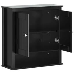 Berkfield Home Bathroom Wall Cabinet BERG Black 69.5x27x71.5 cm Solid Wood - thumbnail 4