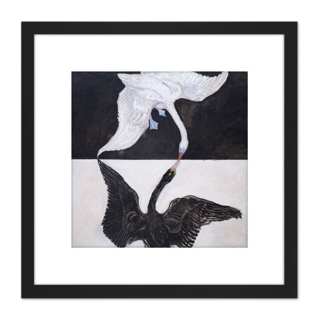 Artery8 Hilma Af Klint Group Ix Suw The Swan No 1 Abstract 8X8 Inch Square Wooden Framed Wall Art Print Picture with Mount in Black - image 1
