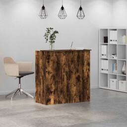 Berkfield Home Reception Desk Smoked Oak 100x50x103.5 cm Engineered Wood in Brown - thumbnail 4
