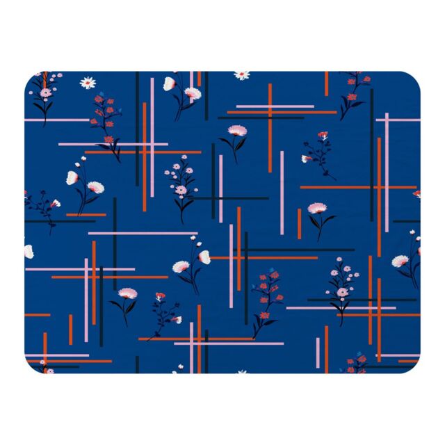 Benjamin Tate Design Flowers With Check Grid For Fashion Blanket in Natural - Size: 120 cm x 150 cm - image 1