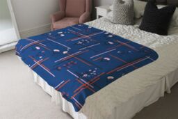 Benjamin Tate Design Flowers With Check Grid For Fashion Blanket in Natural - Size: 120 cm x 150 cm - thumbnail 3
