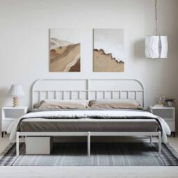 Berkfield Home Metal Bed Frame with Headboard White 193x203 cm - thumbnail 4