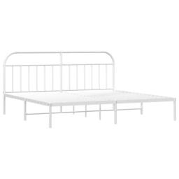 Berkfield Home Metal Bed Frame with Headboard White 193x203 cm - thumbnail 3
