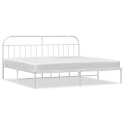 Berkfield Home Metal Bed Frame with Headboard White 193x203 cm - thumbnail 1