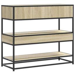 Berkfield Home Decorative Console Table Sonoma Oak 90x35x80 cm Engineered Wood in Light Beige - Size: 90 x 35 x 80 cm - thumbnail 7