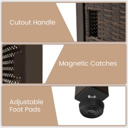 Gymax PE Wicker Patio Umbrella Table Side Table With 2 Weighted Sand Bags in Brown - thumbnail 6