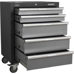 Loops 650mm Modular 5 Drawer Mobile Cabinet - Ball Bearing Slides - Swivel Castors - thumbnail 3
