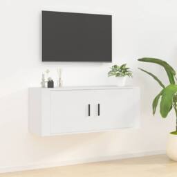Berkfield Home Wall Mounted TV Cabinet White 100x34.5x40 cm - thumbnail 2