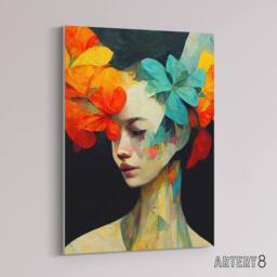 "Artery8 Floral Feminine Abstract Portrait Canvas Wall Art Print - Size: W18"" x H24""" - thumbnail 2