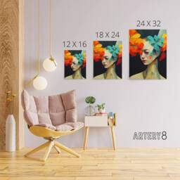 "Artery8 Floral Feminine Abstract Portrait Canvas Wall Art Print - Size: W18"" x H24""" - thumbnail 4