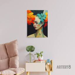 "Artery8 Floral Feminine Abstract Portrait Canvas Wall Art Print - Size: W18"" x H24""" - thumbnail 3