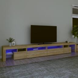 Berkfield Home TV Cabinet with LED Lights Sonoma Oak 290x36.5x40 cm in Brown - thumbnail 2