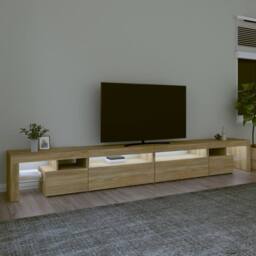 Berkfield Home TV Cabinet with LED Lights Sonoma Oak 290x36.5x40 cm in Brown - thumbnail 3