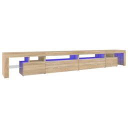 Berkfield Home TV Cabinet with LED Lights Sonoma Oak 290x36.5x40 cm in Brown - thumbnail 1