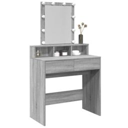 Berkfield Home Dressing Table with LED Grey Sonoma 80x41x144.5 cm - thumbnail 4