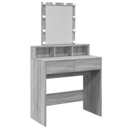 Berkfield Home Dressing Table with LED Grey Sonoma 80x41x144.5 cm - thumbnail 2