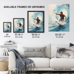 "Artery8 The Endless Summer Surfers Crest Of The Wave Artwork Unframed Wall Art Print Poster Home Decor Premium - Size: W12"" x H16""" - thumbnail 3