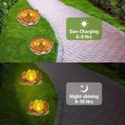 KORVIXA Solar Powered Lotus Flower Lights in Brown - Size: 0.6m2 - thumbnail 4