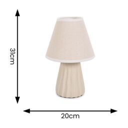 ValueLights Saskia Pair Natural Ceramic Table Lamps with Tapered Lamp Shades & LED Bulbs in Cream - thumbnail 5