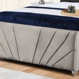 UK Bed Furniture Sunrise Slatted Base Upholstered Bed with 48 Inch Headboard in Light Beige - Size: Double - thumbnail 3