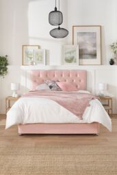 Aspire Olivier Divan & Hybrid Memory Pocket Mattress, Plush Fabric, Strutted Headboard, No Drawers in Rose - Size: Single - thumbnail 1