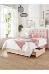 Aspire Olivier Divan & Hybrid Memory Pocket Mattress, Plush Fabric, Strutted Headboard, No Drawers in Rose - Size: Single - thumbnail 2