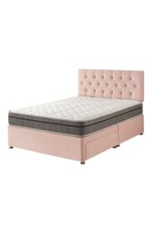 Aspire Olivier Divan & Hybrid Memory Pocket Mattress, Plush Fabric, Strutted Headboard, No Drawers in Rose - Size: Single - thumbnail 6