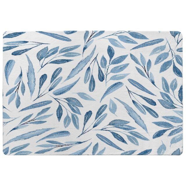 Benjamin Tate Design Watercolour Blue Branches With Leaves Designer Rug in Natural - Size: Large - image 1