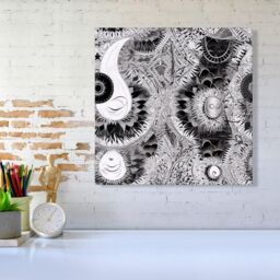 "Warren Reed - Designer Abstract Moon & Sun Canvas in Grey - Size: W16"" x H16""" - thumbnail 2
