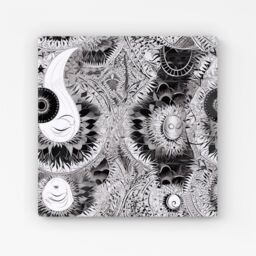 "Warren Reed - Designer Abstract Moon & Sun Canvas in Grey - Size: W16"" x H16""" - thumbnail 1