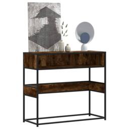 Berkfield Home Console Table Smoked Oak 90x35x80 cm Engineered Wood in Brown - Size: 90 x 35 x 80 cm - thumbnail 2