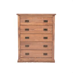 Cabinet Bits Tirolo 5 Drawer Chest of Drawers Bras Drop Handle in Brown - thumbnail 1