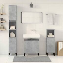 Berkfield Home Durable 3 Piece Bathroom Furniture Set Concrete Grey Engineered Wood - thumbnail 1
