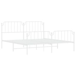 Berkfield Home Metal Bed Frame with Headboard & Footboard White 183x213 cm - thumbnail 4