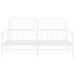 Berkfield Home Metal Bed Frame with Headboard & Footboard White 183x213 cm - thumbnail 5