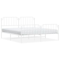 Berkfield Home Metal Bed Frame with Headboard & Footboard White 183x213 cm - thumbnail 2