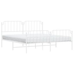 Berkfield Home Metal Bed Frame with Headboard & Footboard White 183x213 cm - thumbnail 3