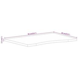 Berkfield Home Desk Top with Curve 90x60x2.5 cm Solid Wood Rough Mango in Brown - thumbnail 8