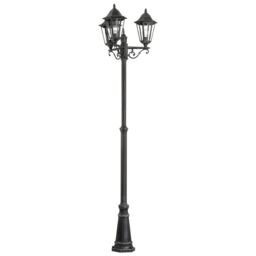 Loops IP44 Outdoor Bollard Light Black & Silver Patina Aluminium 3 x 60W E27 Bulb