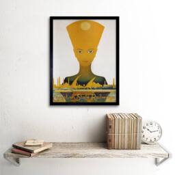 "Artery8 Travel Tutankhamun Nefertiti Cairo Railway Egypt Framed Wall Art Print in Yellow - Size: W12"" x H16""" - thumbnail 2
