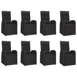 Berkfield Home 9 Piece Garden Dining Set Black Poly Rattan&Solid Wood Acacia - thumbnail 4