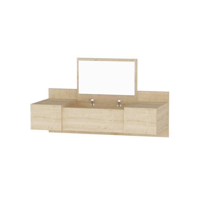 Destina Home Bertus Dressing Table Makeup Vanity Table with Mirror Wall Mounted with Storage in Light Oak - Size: 1 Pack - image 1