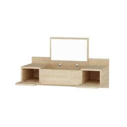 Destina Home Bertus Dressing Table Makeup Vanity Table with Mirror Wall Mounted with Storage in Light Oak - Size: 1 Pack - thumbnail 2
