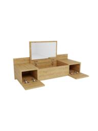 Destina Home Bertus Dressing Table Makeup Vanity Table with Mirror Wall Mounted with Storage in Light Oak - Size: 1 Pack - thumbnail 6