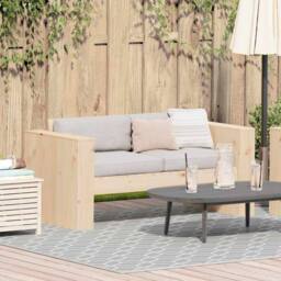 Berkfield Home Garden Sofa 2-Seater 134x60x62 cm Solid Wood Pine in Natural - Size: 134 x 60 x 62 cm - thumbnail 2