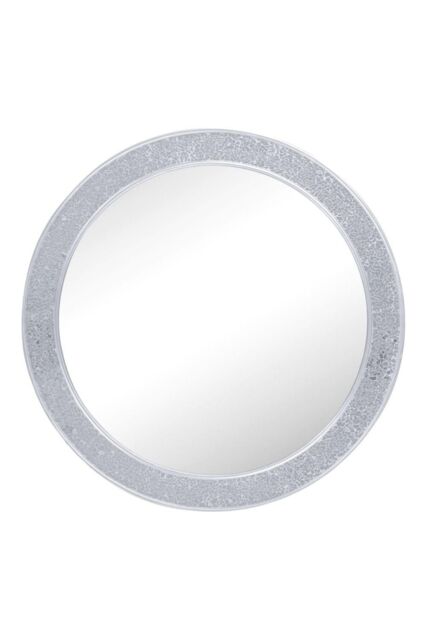 nielsen Lewis Crackle Mosaic Round Wall Mirror Silver 74cm - image 1