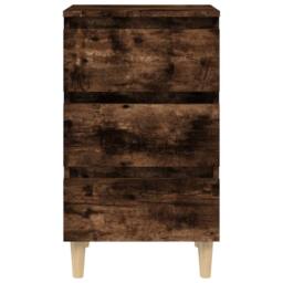 Berkfield Home Sturdy Bed Cabinet with Solid Wood Legs Smoked Oak 40x35x69 cm in Brown - Size: 40 x 35 x 69 cm - thumbnail 5