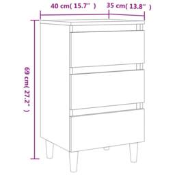 Berkfield Home Sturdy Bed Cabinet with Solid Wood Legs Smoked Oak 40x35x69 cm in Brown - Size: 40 x 35 x 69 cm - thumbnail 9